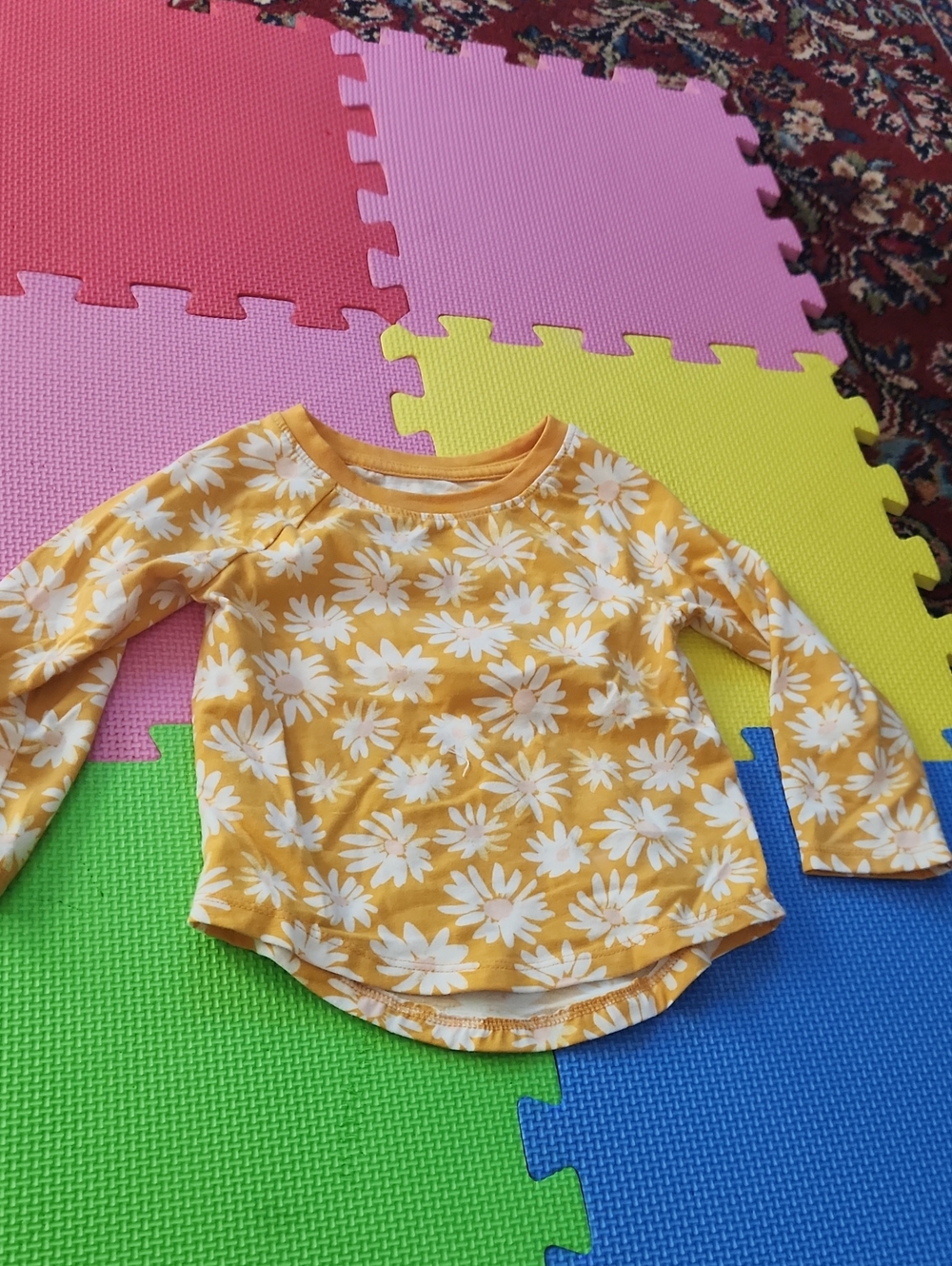 Cat & Jack Yellow Floral Long-Sleeve Tee